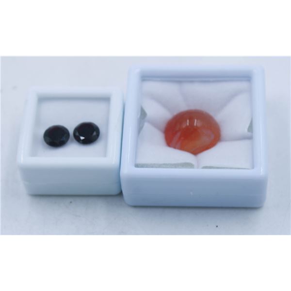 #38-UNHEATED DARK RED GARNET 4.20CT & AGATE 16.60C