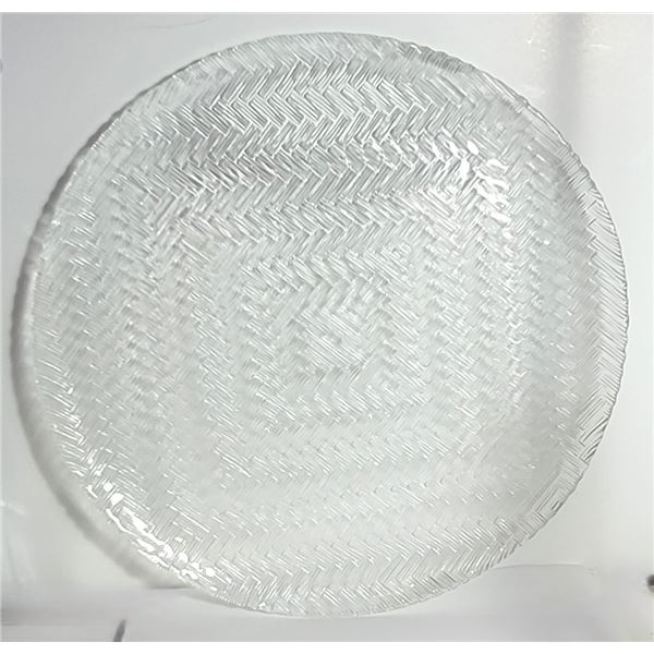 24) HERRING BONE GLASS 13" PLATTER IN CLEAR GLASS