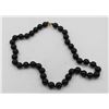Image 1 : #160-NATURAL BLACK AGATE NECKLACE 18"/10MM