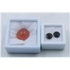 Image 1 : #40-UNHEATED DARK RED GARNET 3.40CT & AGATE 15.75C