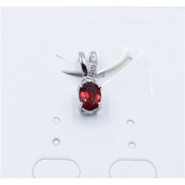 #236-UNHEATED GARNET & CZ  PENDANT