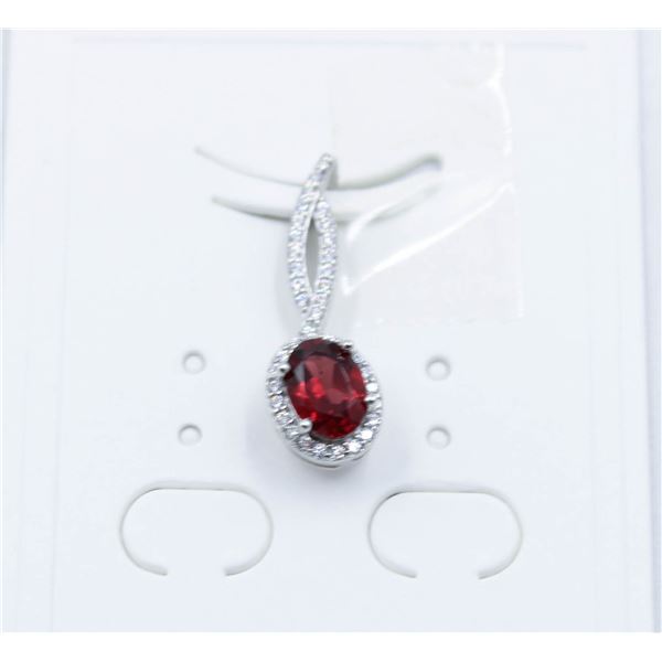 #230-UNHEATED GARNET & WHITE ZIRCON PENDANT