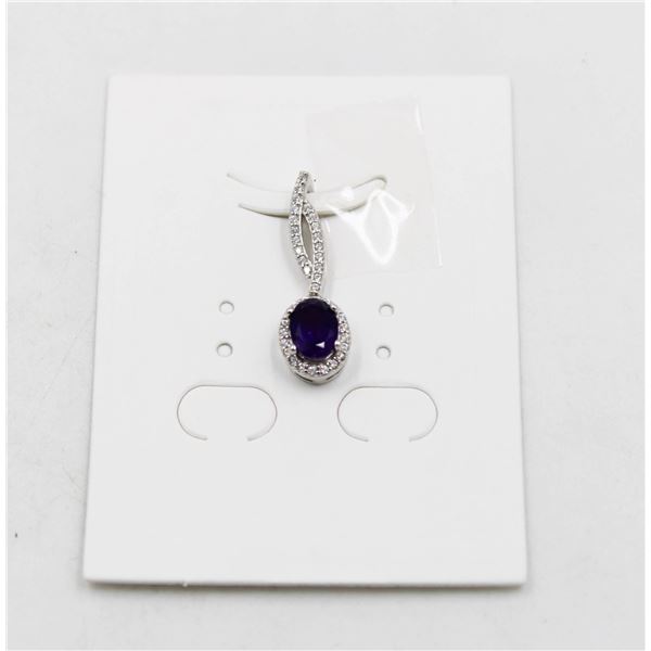 #71-UNHEATED  AMETHYST & CZ GEMSTONE PENDANT