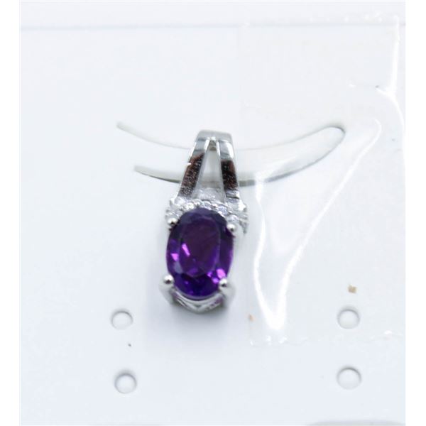 #214-UNHEATED AMETHYST & CZ PENDANT