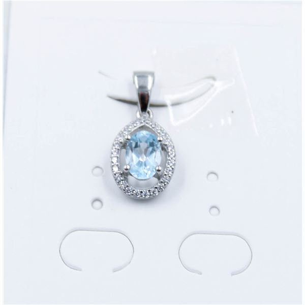 #184-SKY BLUE TOPAZ & CZ PENDANT