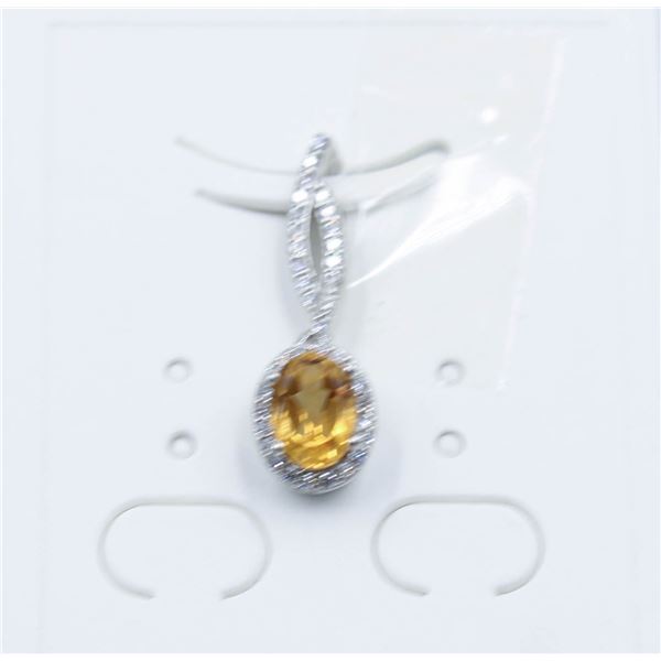 #194-UNHEATED CITRINE & CZ PENDANT