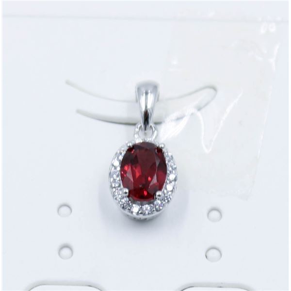 #229-UNHEATED GARNET & WHITE ZIRCON PENDANT