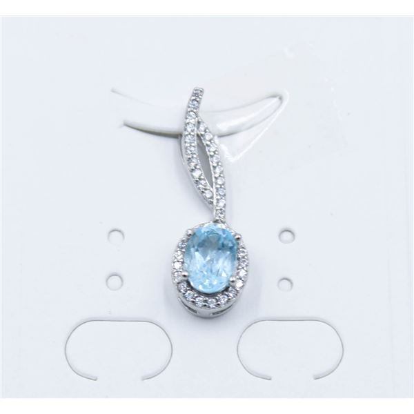 #181-SKY BLUE TOPAZ & CZ PENDANT