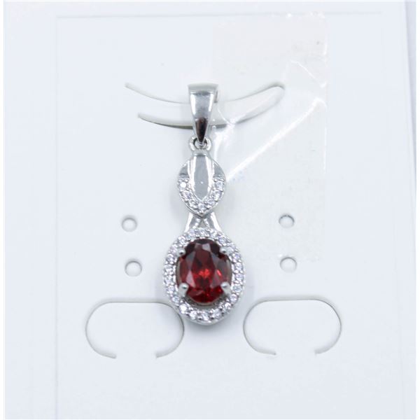 #239-UNHEATED GARNET & CZ  PENDANT
