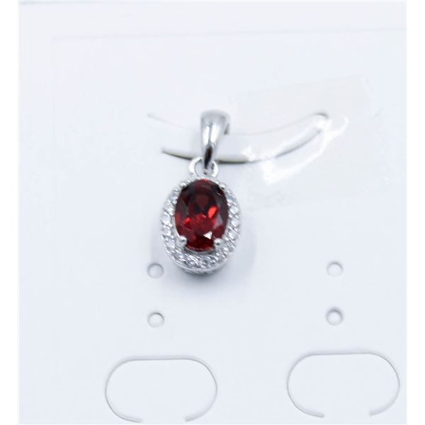 #225-UNHEATED GARNET & CZ PENDANT
