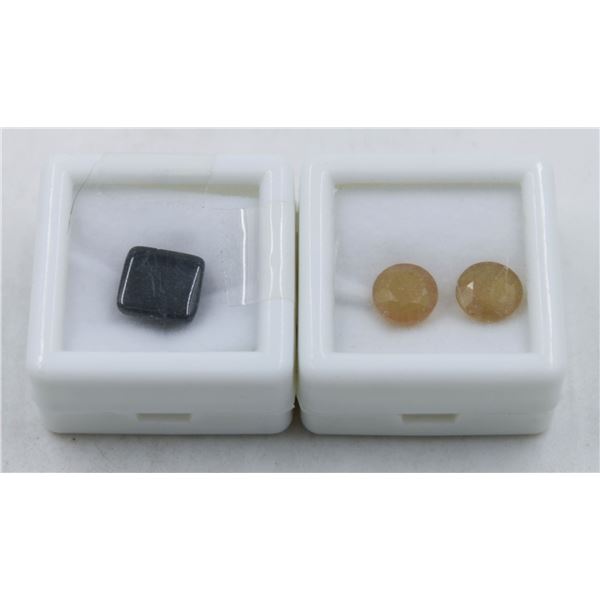 #267-HEATED YELLOW SAPPHIRE 5.15 CT & ONYX  5.80 C