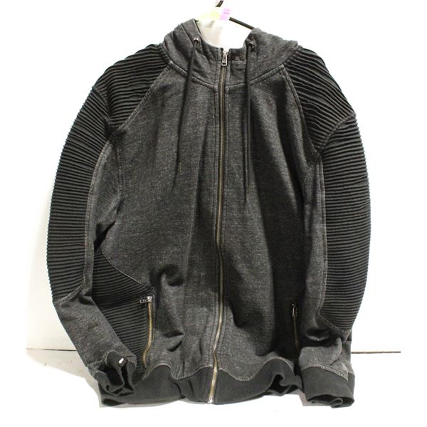 MENS XL BLACK/GREY ZIPPER HOODIE
