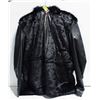 LADIES XL BLACK FAUX FUR HOODED ZIP FRONT COAT