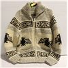 Image 1 : MENS LARGE COWICHAN B.C. WOOL ZIP FRONT SWEATER
