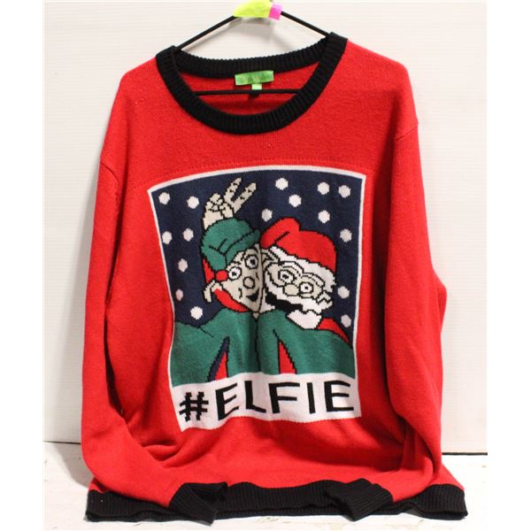 MENS XL "ELFIE" UGLY CHRISTMAS SWEATER
