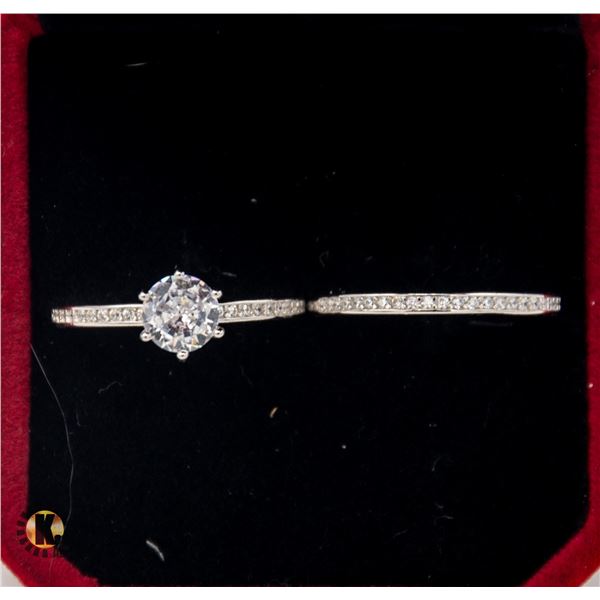 #1095-2 PCE WEDDING SET WITH HAND SET 0.75 CT GRA