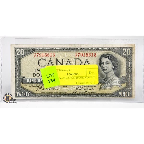 1954 CANADIAN $20 BANK NOTE C/E 7916613