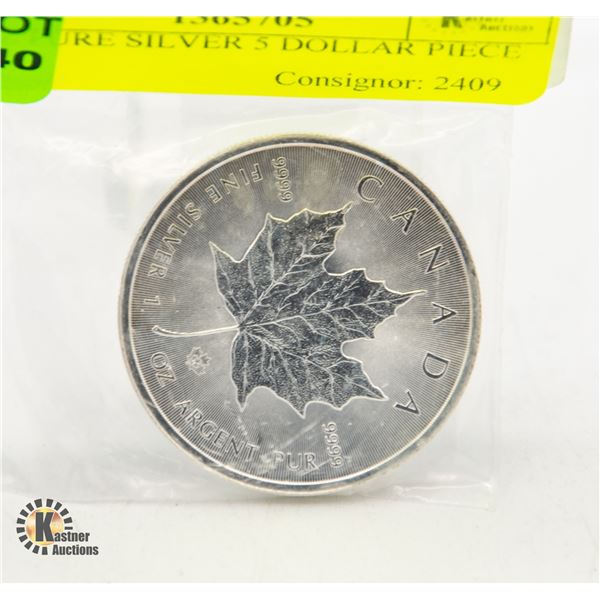 1 OZ PURE SILVER 5 DOLLAR PIECE