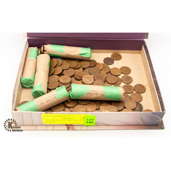 ESTATE BOX OF 1950+1960 LOOSE PENNIES,