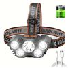 Image 1 : RECHARGEABLE 5 LED HEADLAMP: 4 MODES, WATERPROOF
