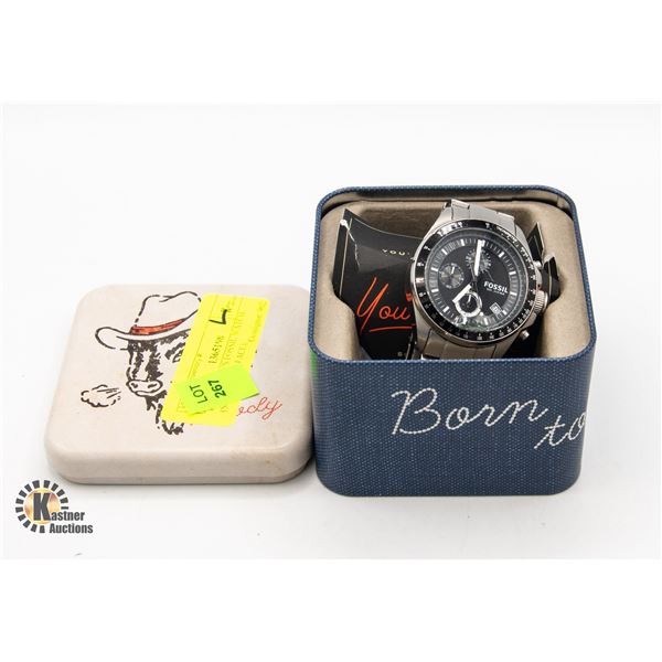 ESTATE MEN'S FOSSIL WATCH (SCRATCH ON FACE),