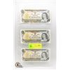 Image 1 : UNCIRCULATED THREE 1973 ONE DOLLAR BILLS -