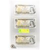 Image 1 : UNCIRCULATED THREE 1973 ONE DOLLAR BILLS -