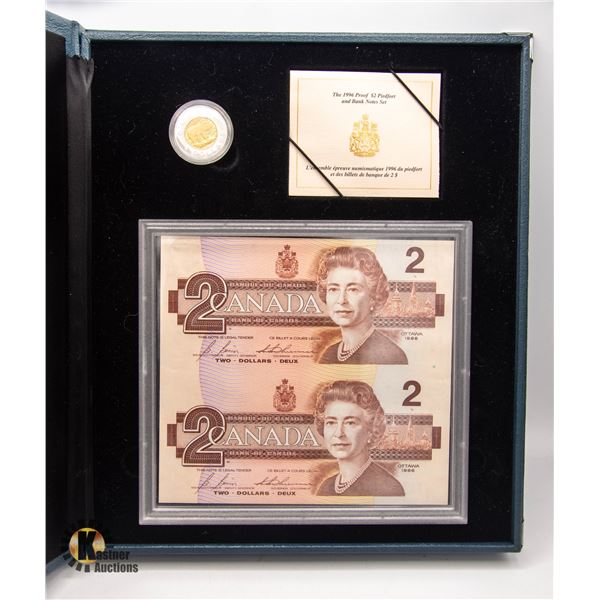 1996 CANADIAN PROOF $2 PIEDFORT & BANK NOTE SET