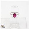 Image 1 : 9X7MM RUBY GEMSTONE STERLING SILVER RING, SIZE 7