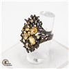 Image 2 : CITRINE GEMSTONE 925 SILVER RING, SIZE 8, ART DECO