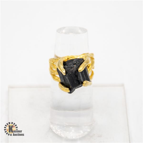 NATURAL TOURMALINE .925 SILVER RING, SIZE 7