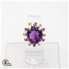 Image 1 : NATURAL 16CT AMETHYST GEMSTONE RING .925 SILVER