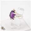 Image 2 : NATURAL 16CT AMETHYST GEMSTONE RING .925 SILVER