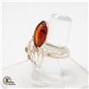 Image 2 : NATURAL AMBER 6CT AMBER .925 SILVER RING, SIZE 8.5