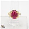 Image 1 : 12CT RUBY GEMSTONE .925 SILVER RING, SIZE 8.75