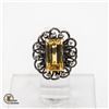Image 1 : NATURAL 17CT CITRINE GEM .925 SILVER RING, SIZE 7