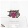 Image 1 : RED RUBY ART DECO GEMSTONE .925 SILVER RING