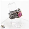 Image 2 : RED RUBY ART DECO GEMSTONE .925 SILVER RING