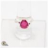 Image 1 : FINE ART RED RUBY STERLING SILVER RING, SIZE 9