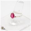 Image 2 : FINE ART RED RUBY STERLING SILVER RING, SIZE 9
