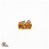 Image 1 : 7MM CITRINE GEMSTONE .925 SILVER EARRINGS, NEW