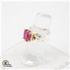 Image 2 : RED RUBY GEMSTONE STERLING SILVER RING, SIZE 7.5
