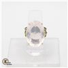 Image 1 : 37CT+ ROSE QUARTZ GEM .925 SILVER ART DECO RING