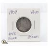 Image 1 : 1909 KING EDWARD 92.5% SILVER 25 CENTS