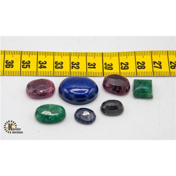 109CT GENUINE RUBY, EMERALD, SAPPHIRE, LAPIS GEMS