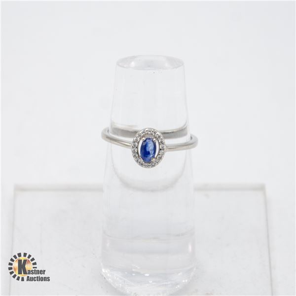 5X3MM SAPPHIRE GEMSTONE .925 SILVER RING, SIZE 7