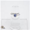 5X3MM SAPPHIRE GEMSTONE .925 SILVER RING, SIZE 7