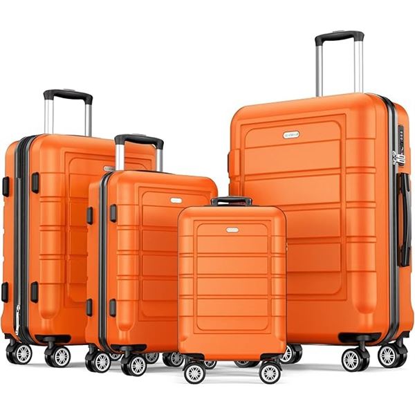 NEW SHOWKOO ORANGE 4 PC LUGGAGE SET