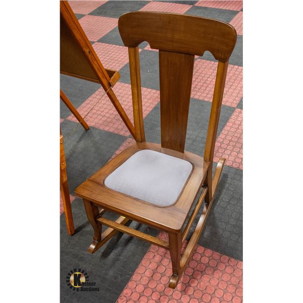 VINTAGE WOOD/FABRIC ROCKING CHAIR
