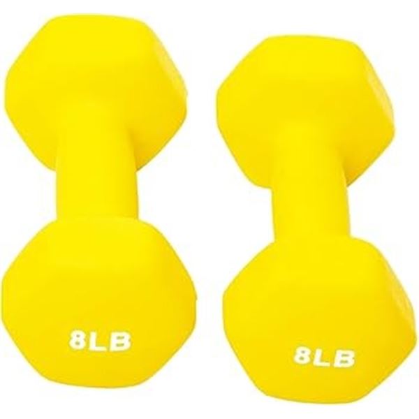 NEW 8LB YELLOW NEOPRENE DUMBBELLS